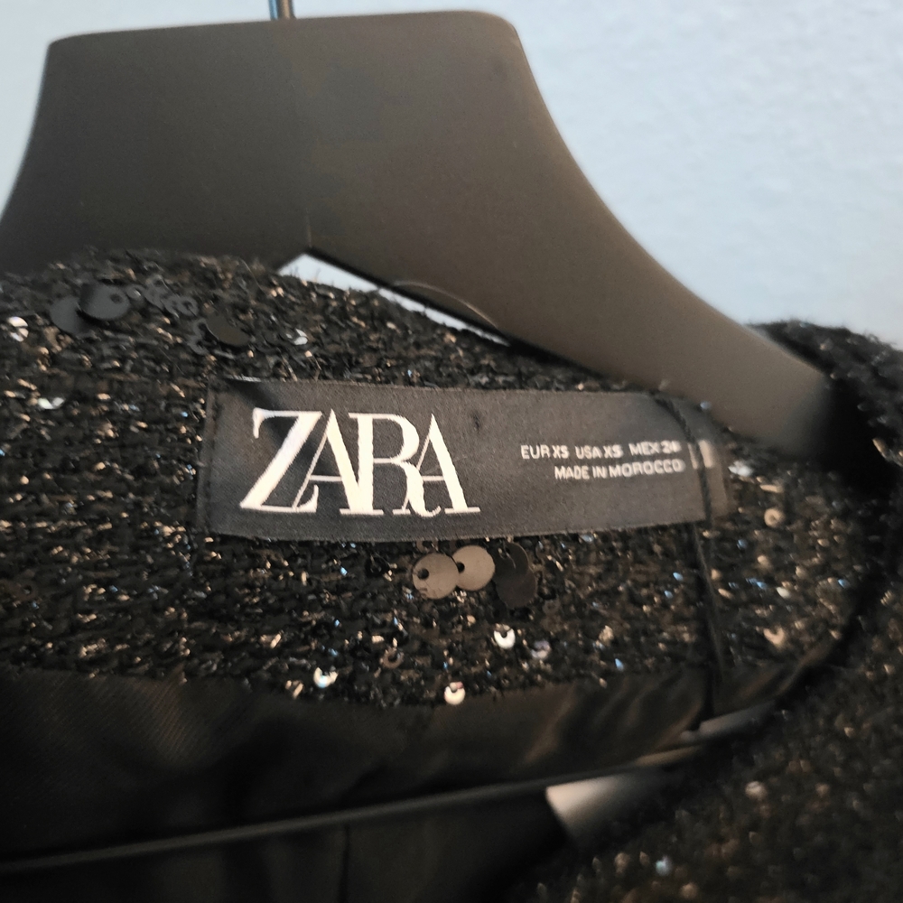 NWT Zara Metallic Tweed Sequin Cropped Blazer – Chanel Vibes – XS - Picture 8 of 11